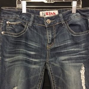 1st Kiss Skinny Distressed Jeans Sz 9 embellished